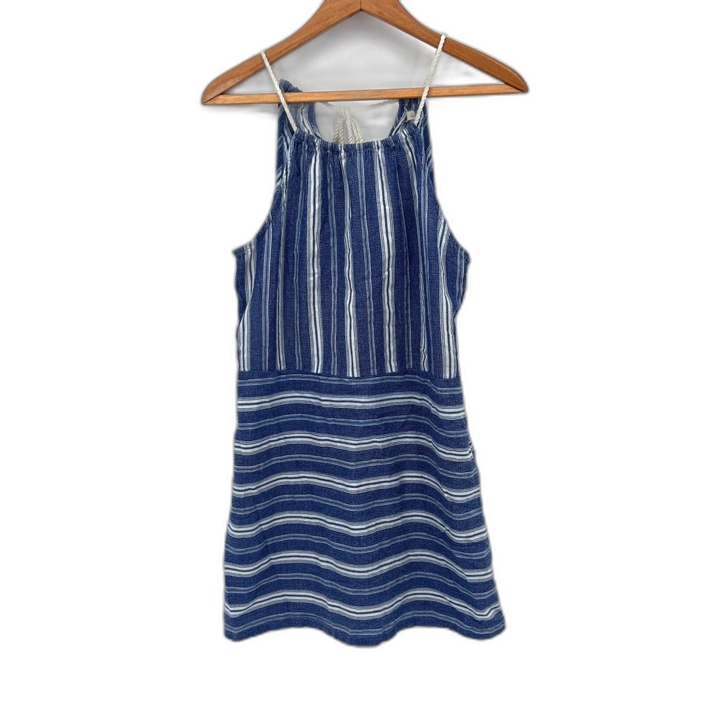 Hollister Striped Rope Halter Neckline Mini Dress Beachy Vacation Summer Size SM